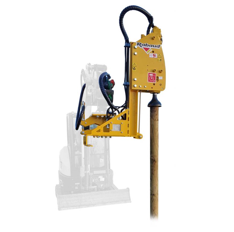 VIBRATING POST DRIVER ON TELESCOPIC, MINI-EXCAVATOR AND BACKHOE LOADER : VIBRESCOPIC MP